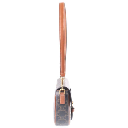 Celine Triomphe Folco Shoulder Bag 2-Way Brown Leather — view 3