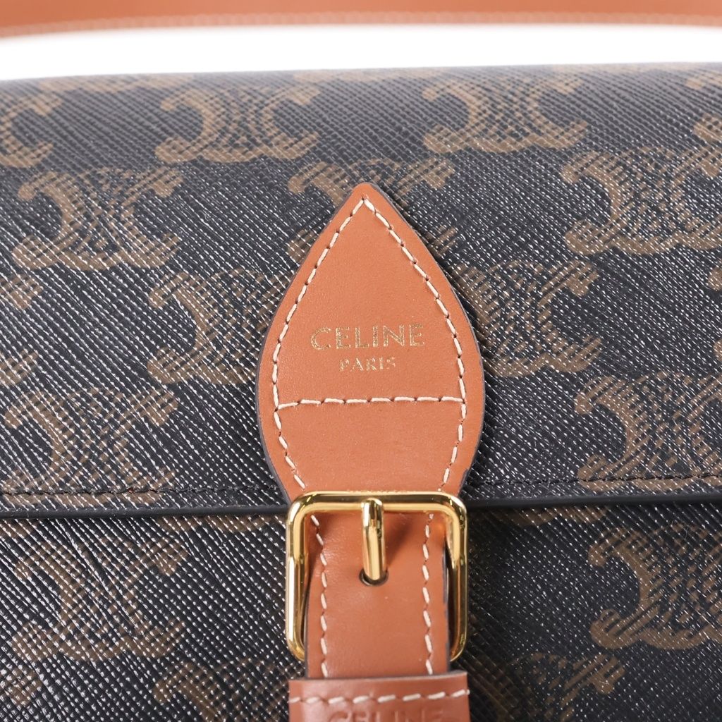 Celine Triomphe Folco Shoulder Bag 2-Way Brown Leather — view 6