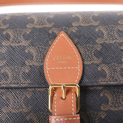Celine Triomphe Folco Shoulder Bag 2-Way Brown Leather — view 6