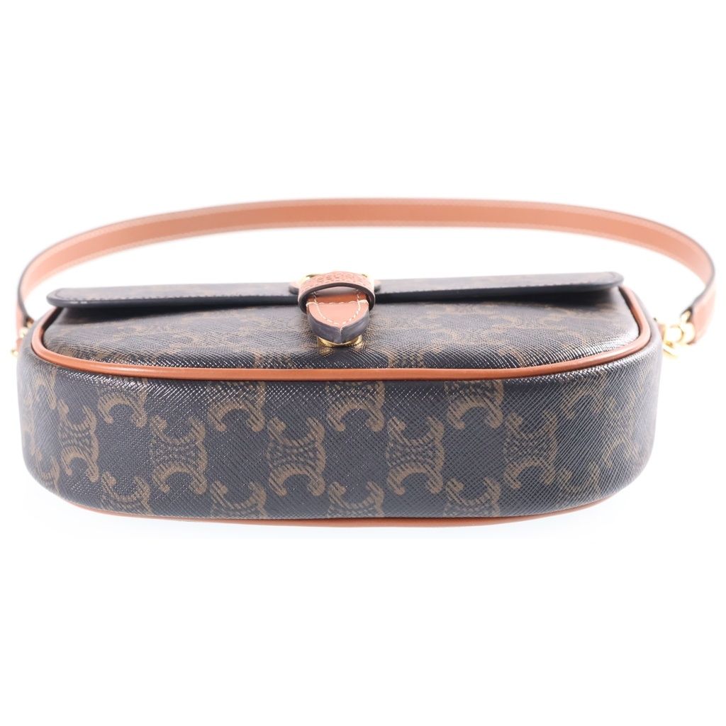 Celine Triomphe Folco Shoulder Bag 2-Way Brown Leather — view 4