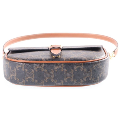 Celine Triomphe Folco Shoulder Bag 2-Way Brown Leather — view 4