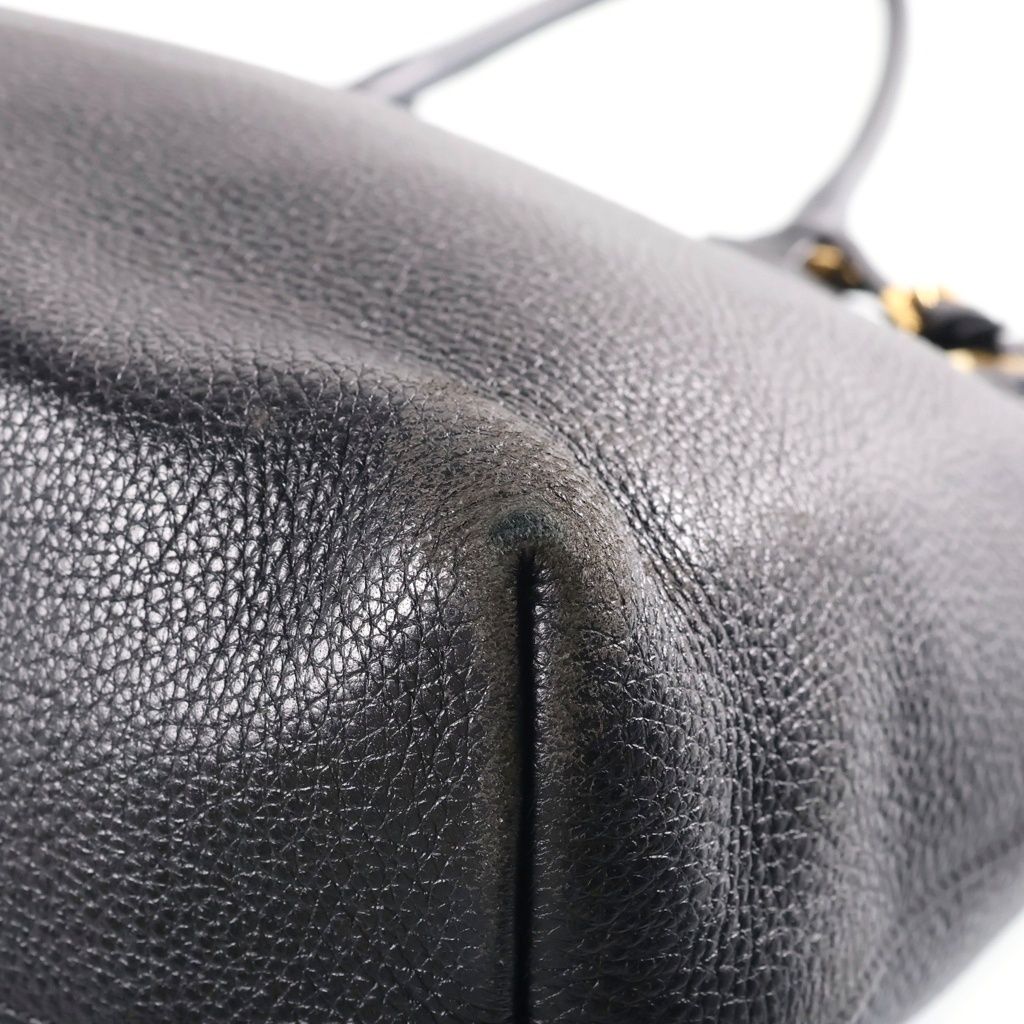 Prada Vitello Phoenix Leather 2-Way Hand Shoulder Tote Bag Gold Black — view 7
