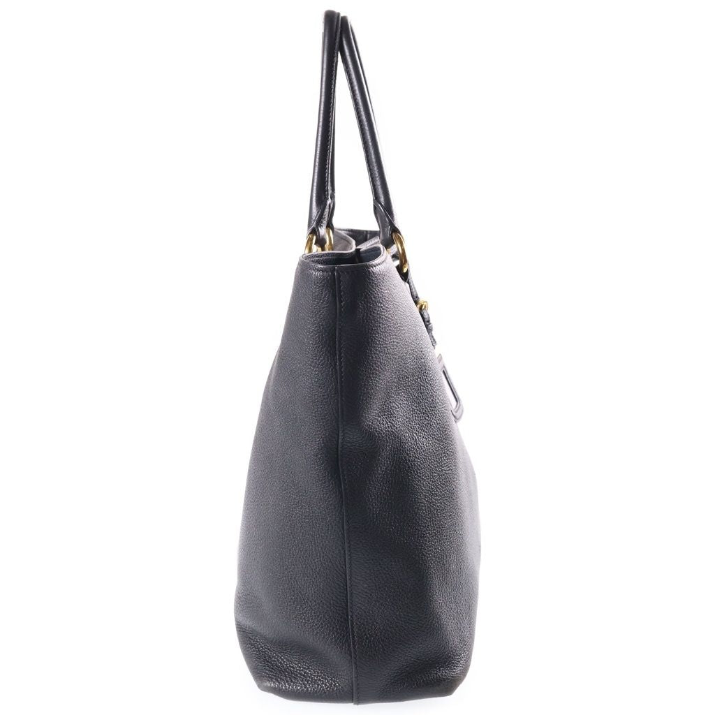 Prada Vitello Phoenix Leather 2-Way Hand Shoulder Tote Bag Gold Black — view 3