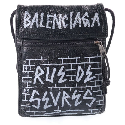 Balenciaga Explorer Graffiti Shoulder Bag Black