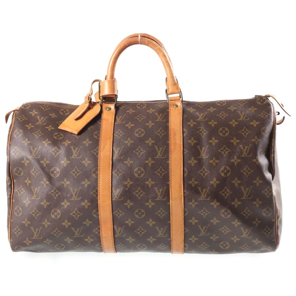 Louis Vuitton Monogram Keepall 50 Leather Boston Bag Brown 83