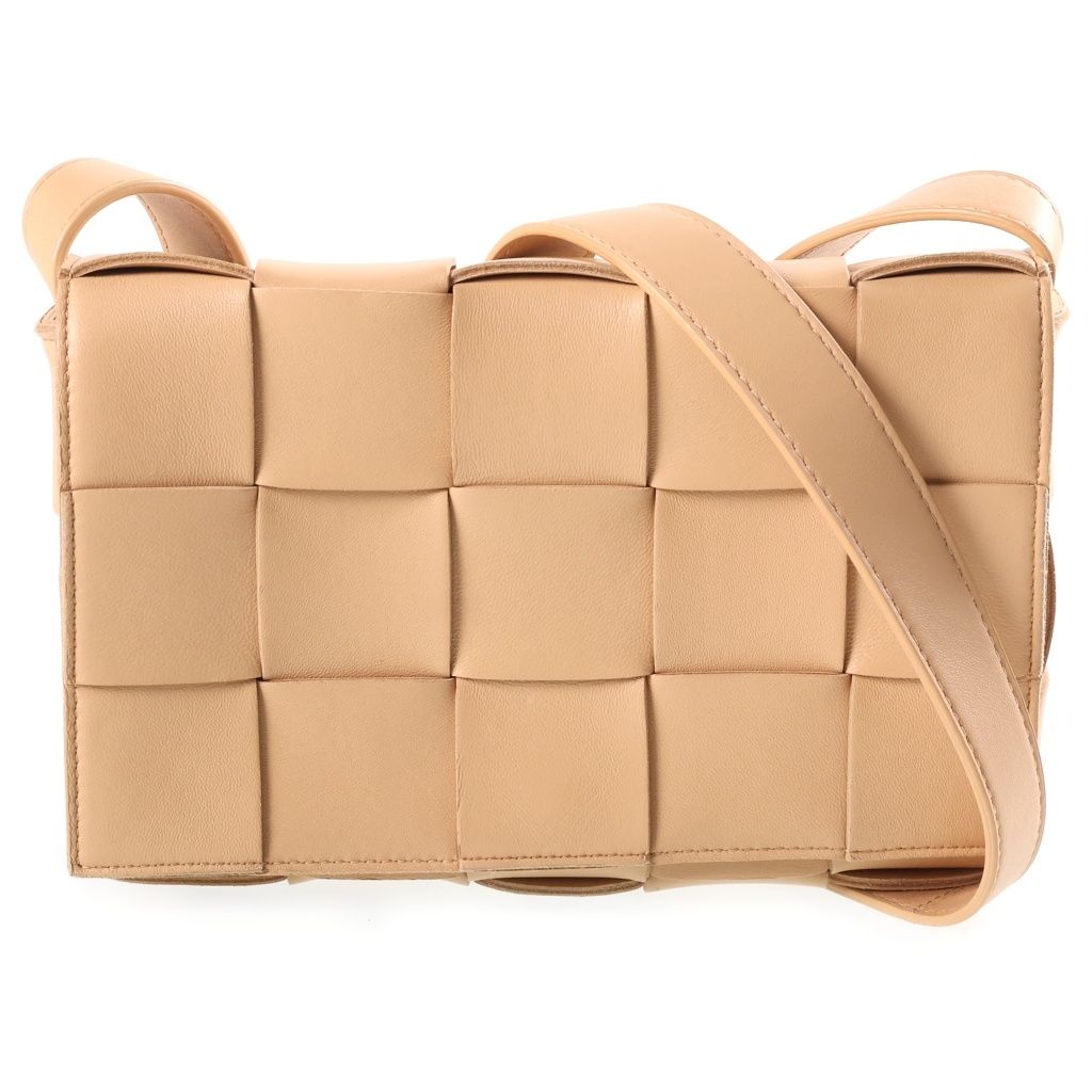 Bottega Veneta Cassette Maxi Intrecciato Leather Shoulder Bag Beige