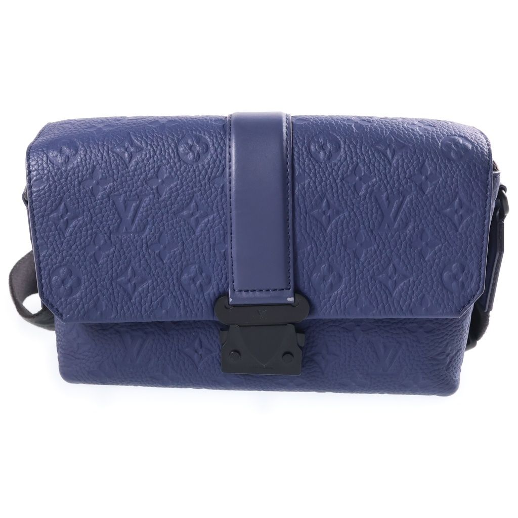 Louis Vuitton Monogram Taurillon S Cape Messenger Leather Shoulder Bag Navy