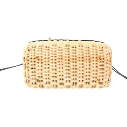 Dior Lady Dior Shoulder Bag Rattan Oblique Beige Navy — view 4