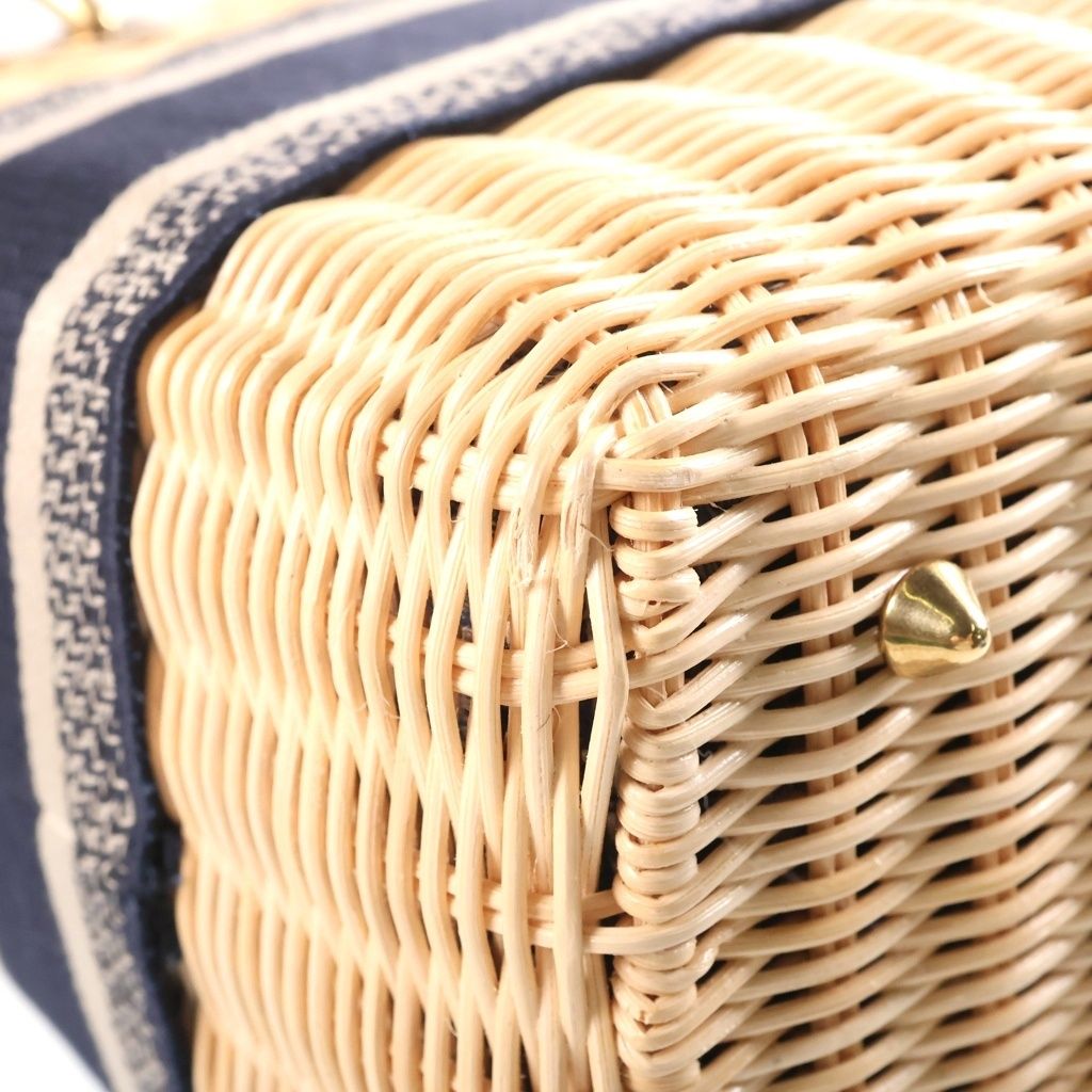 Dior Lady Dior Shoulder Bag Rattan Oblique Beige Navy — view 7