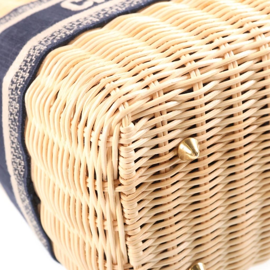 Dior Lady Dior Shoulder Bag Rattan Oblique Beige Navy — view 5