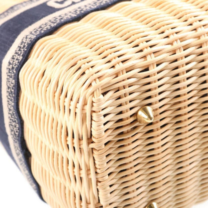 Dior Lady Dior Shoulder Bag Rattan Oblique Beige Navy — view 5