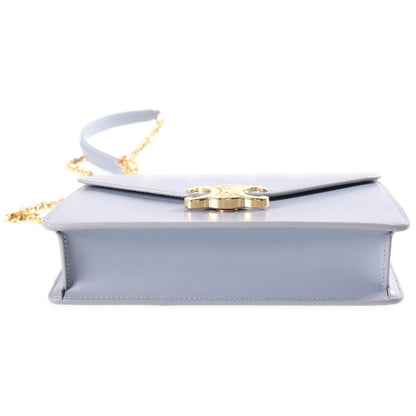 Celine Chain Wallet Margo Triomphe Shiny Calfskin Gold Gray Blue Shoulder Bag — view 4