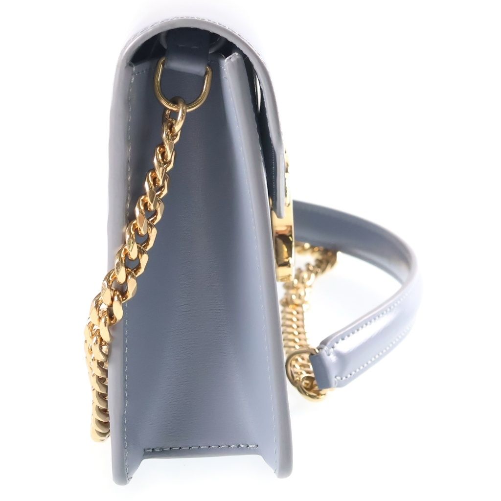 Celine Chain Wallet Margo Triomphe Shiny Calfskin Gold Gray Blue Shoulder Bag — view 3