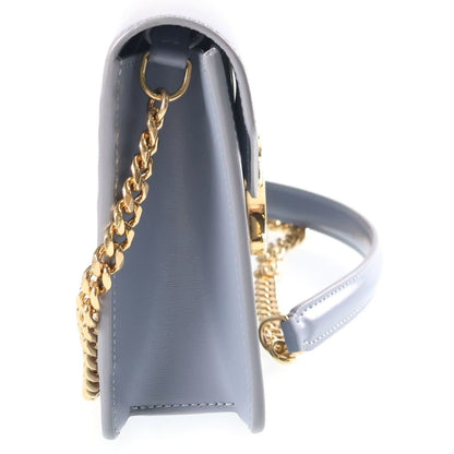 Celine Chain Wallet Margo Triomphe Shiny Calfskin Gold Gray Blue Shoulder Bag — view 3