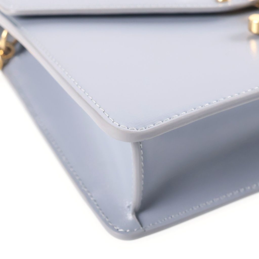 Celine Chain Wallet Margo Triomphe Shiny Calfskin Gold Gray Blue Shoulder Bag — view 5