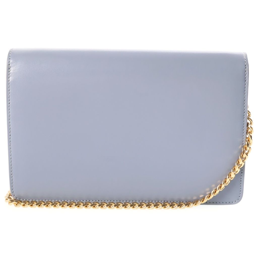 Celine Chain Wallet Margo Triomphe Shiny Calfskin Gold Gray Blue Shoulder Bag — view 2