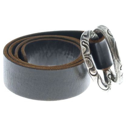 Chrome Hearts Double Scroll Ring Belt Leather Black Silver — view 3