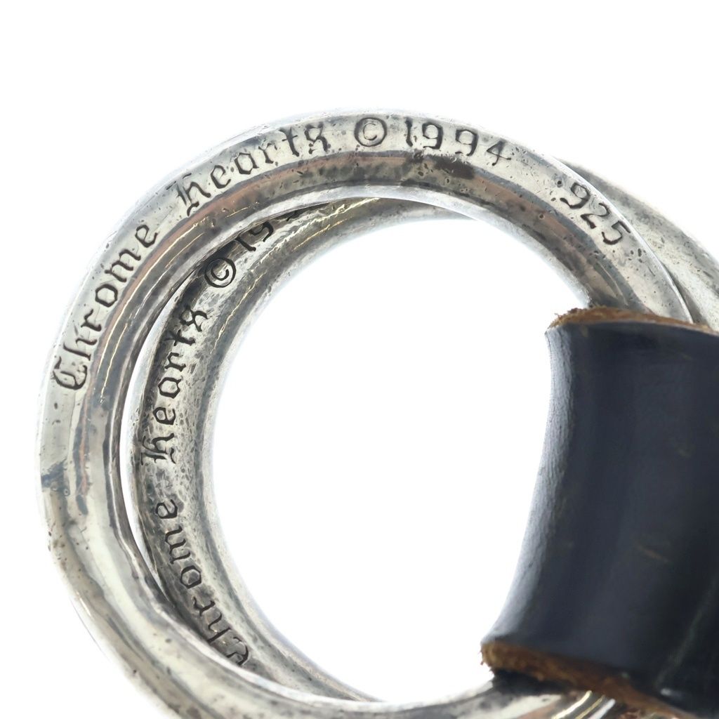 Chrome Hearts Double Scroll Ring Belt Leather Black Silver — view 5