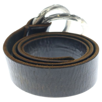 Chrome Hearts Double Scroll Ring Belt Leather Black Silver — view 2