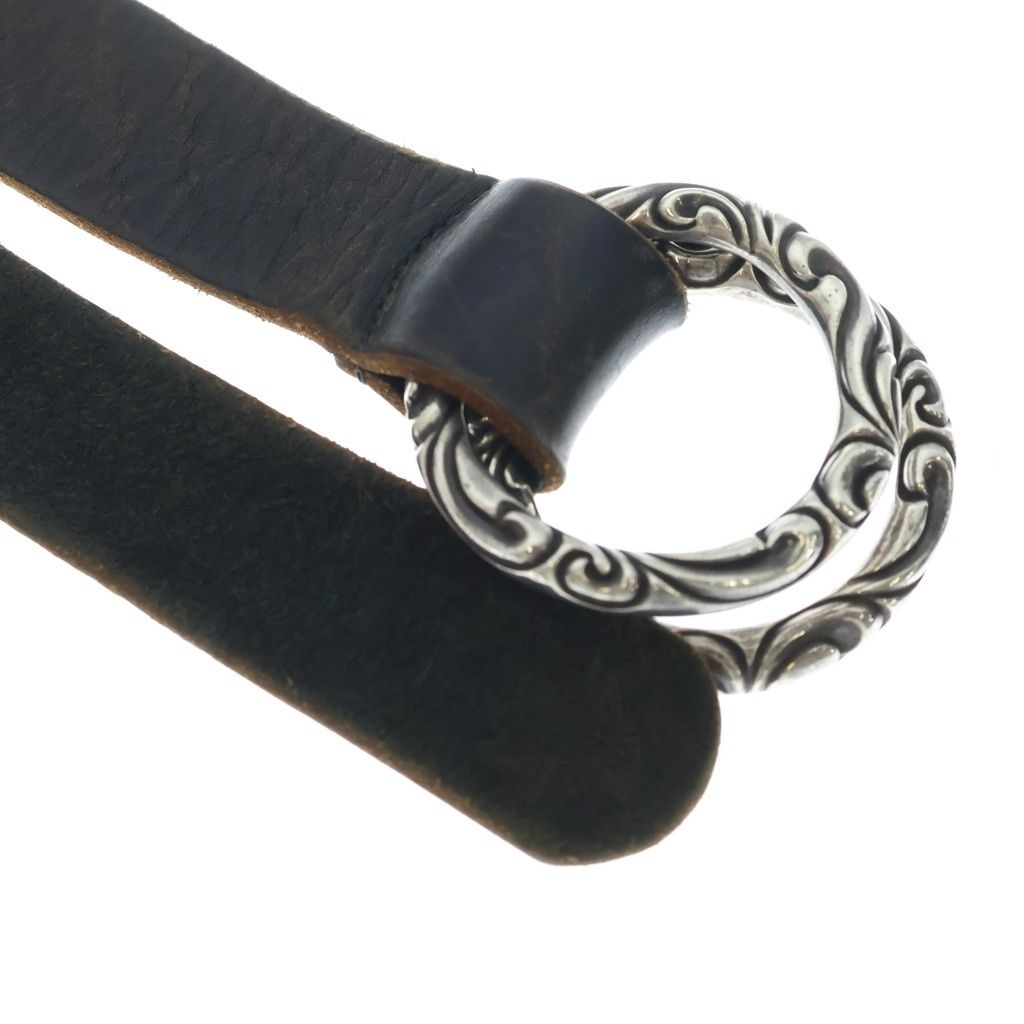 Chrome Hearts Double Scroll Ring Belt Leather Black Silver — view 4
