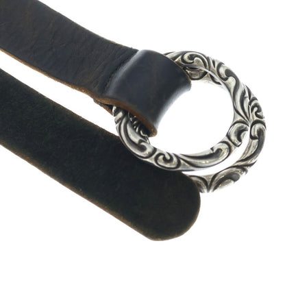 Chrome Hearts Double Scroll Ring Belt Leather Black Silver — view 4