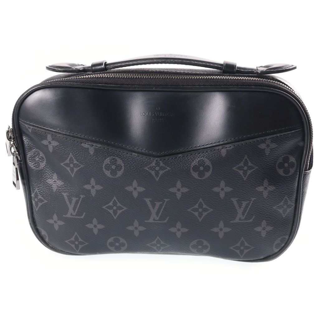 Louis Vuitton Monogram Eclipse Bum Bag Black Leather Silver