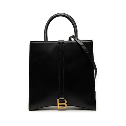 Balenciaga Hour Glass B Logo 2-Way Shoulder Bag Black Leather