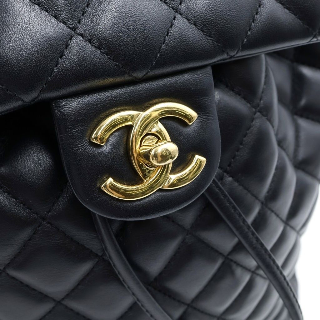 Chanel Quilted CC Logo Backpack Black Gold — view 7