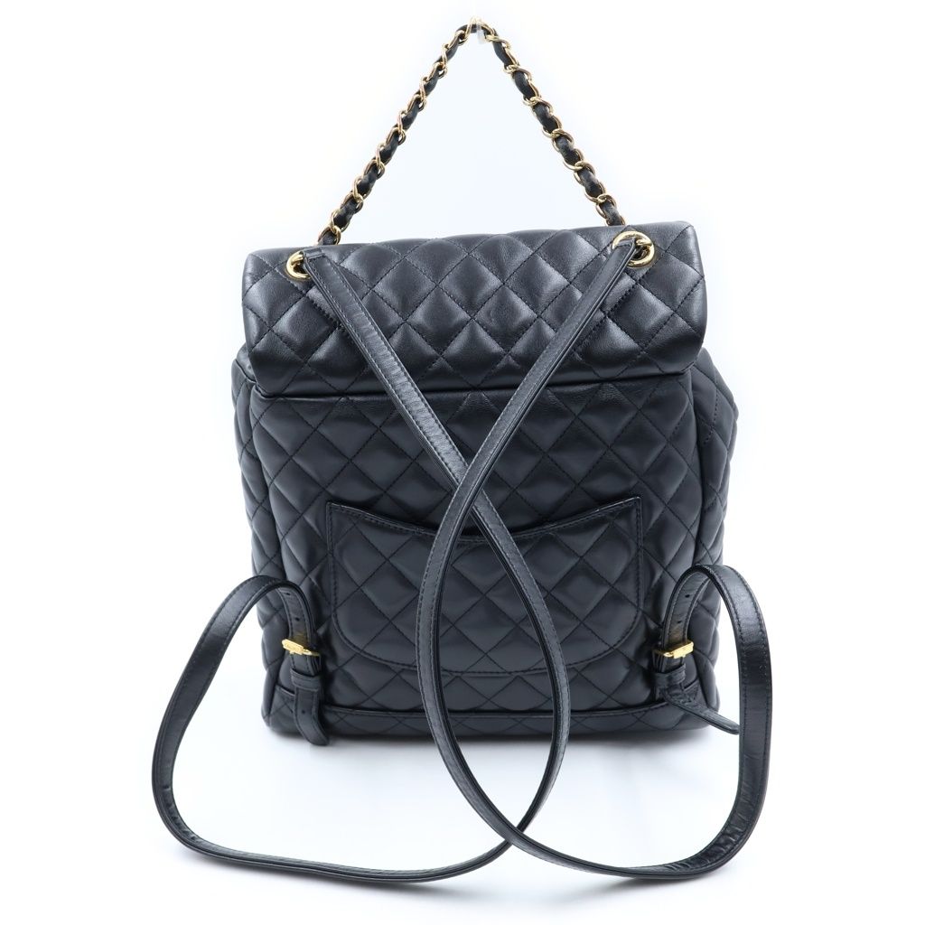 Chanel Quilted CC Logo Backpack Black Gold — view 2