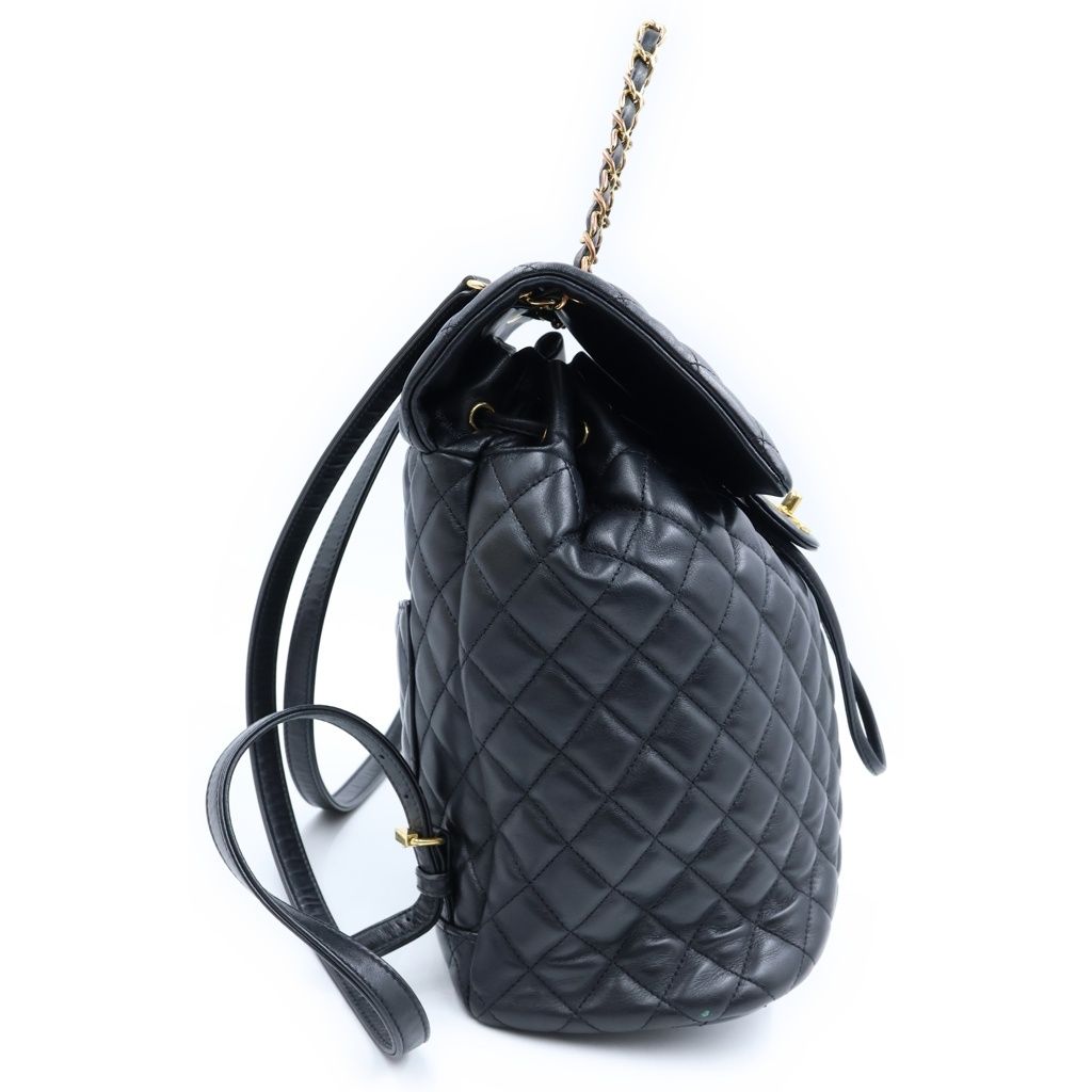 Chanel Quilted CC Logo Backpack Black Gold — view 3