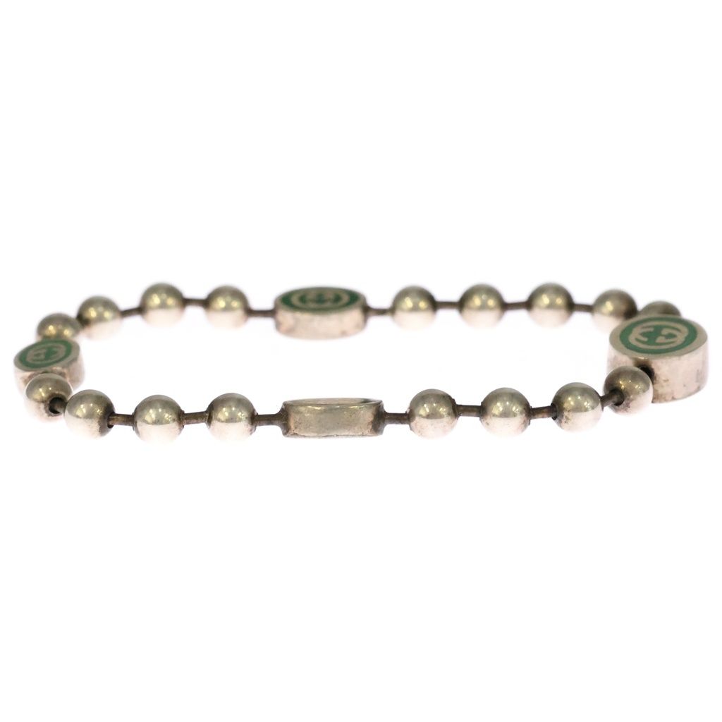 Gucci Interlocking G Enamel Ball Chain Bracelet Silver Green — view 3