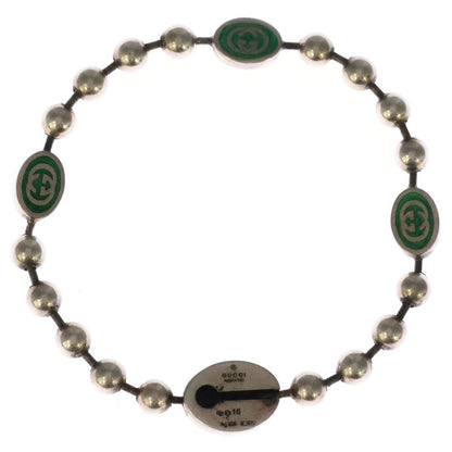 Gucci Interlocking G Enamel Ball Chain Bracelet Silver Green — view 2