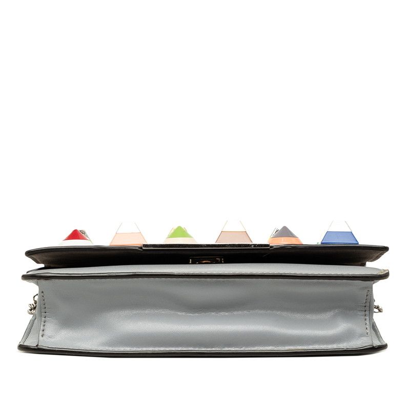Fendi Studded Crossbody Chain Shoulder Bag Gray Multicolor Leather — view 3