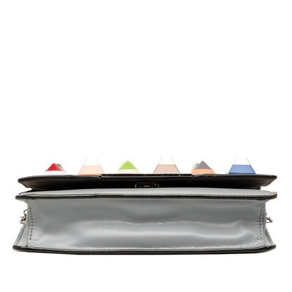 Fendi Studded Crossbody Chain Shoulder Bag Gray Multicolor Leather — view 3