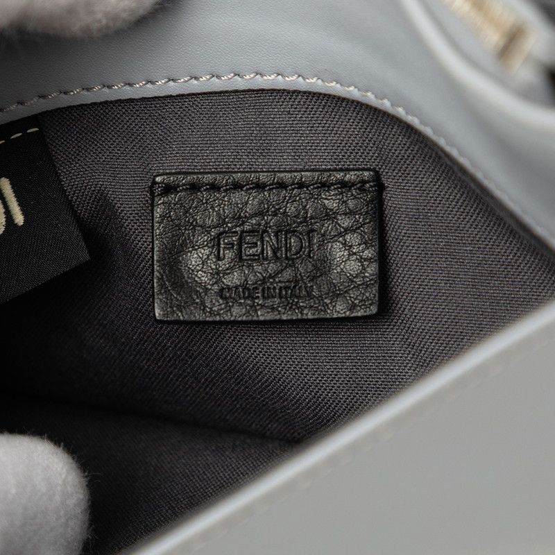 Fendi Studded Crossbody Chain Shoulder Bag Gray Multicolor Leather — view 5