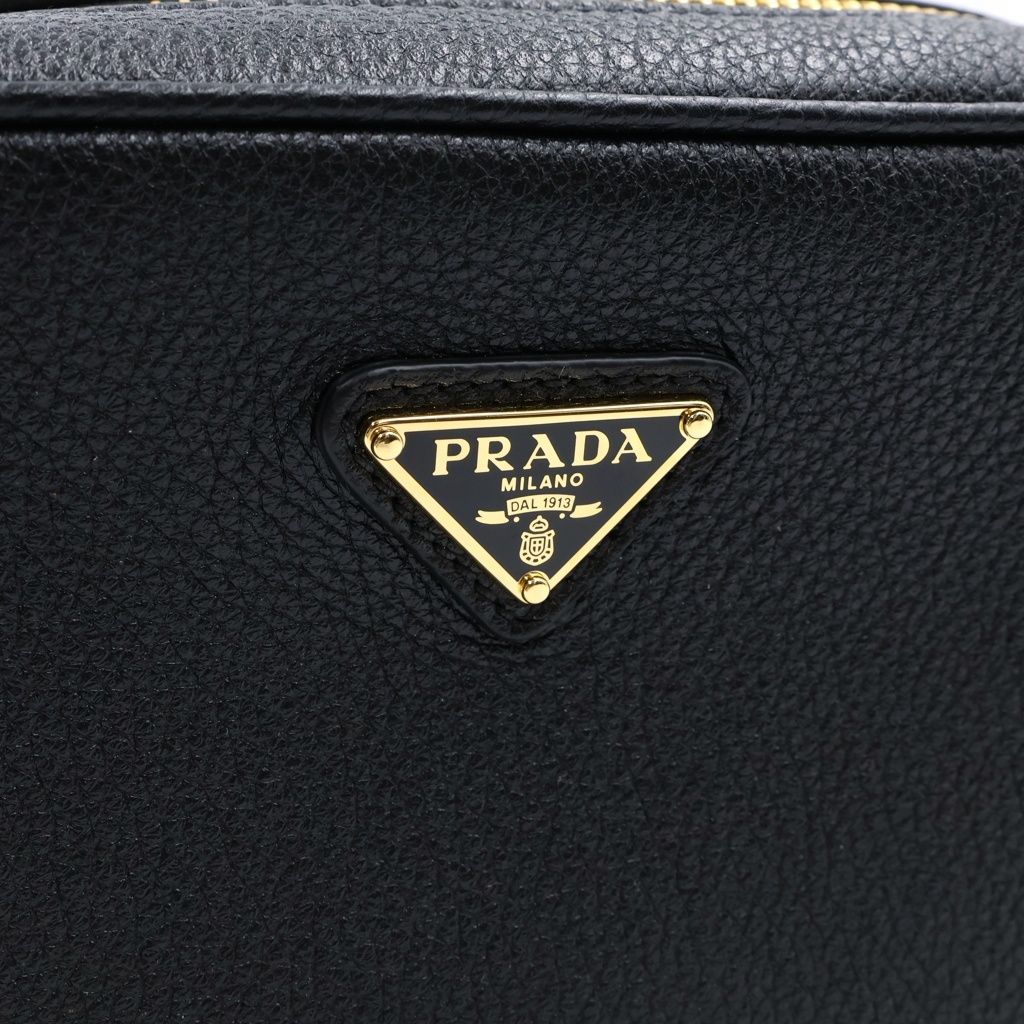 Prada Leather Mini Camera Shoulder Bag Gold Black — view 6