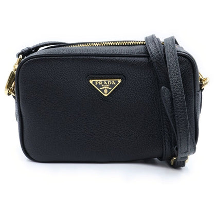 Prada Leather Mini Camera Shoulder Bag Gold Black