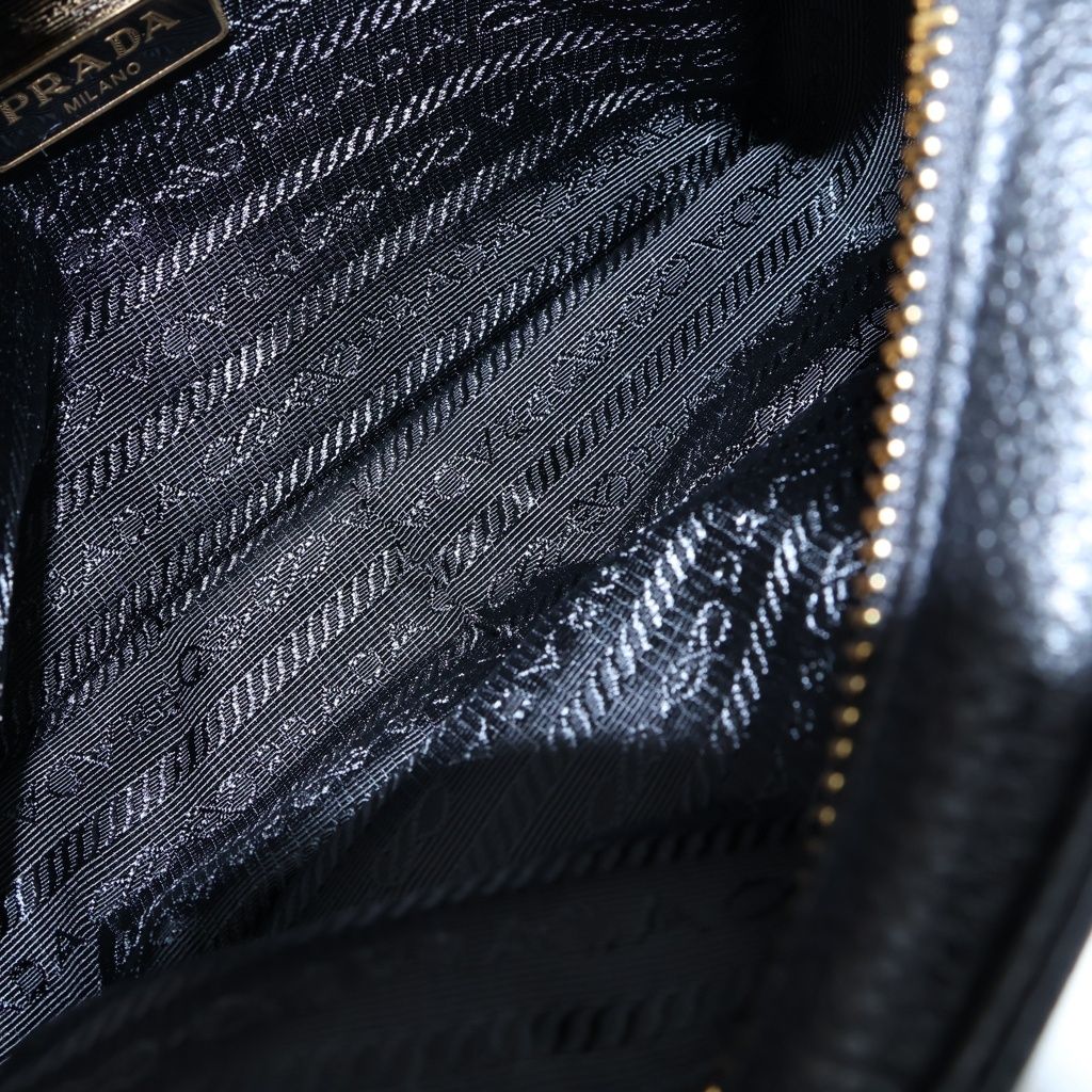 Prada Leather Mini Camera Shoulder Bag Gold Black — view 7