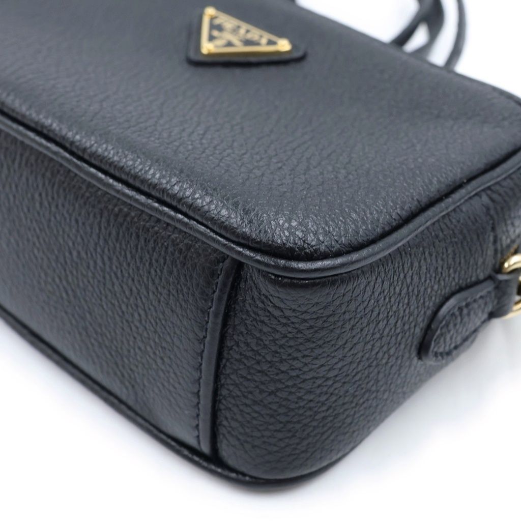 Prada Leather Mini Camera Shoulder Bag Gold Black — view 5
