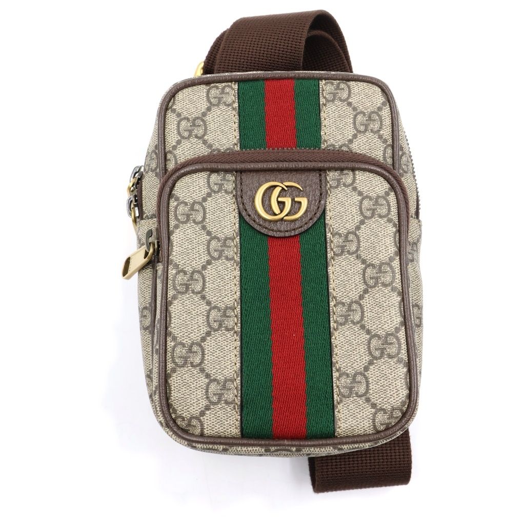 Gucci GG Supreme Ophidia Shoulder Bag Sherry Line Gold Brown