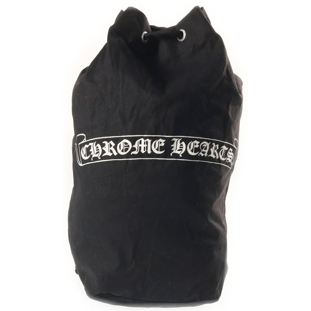 Chrome Hearts Vintage Scroll Label Print Campus Shoulder Bag Black