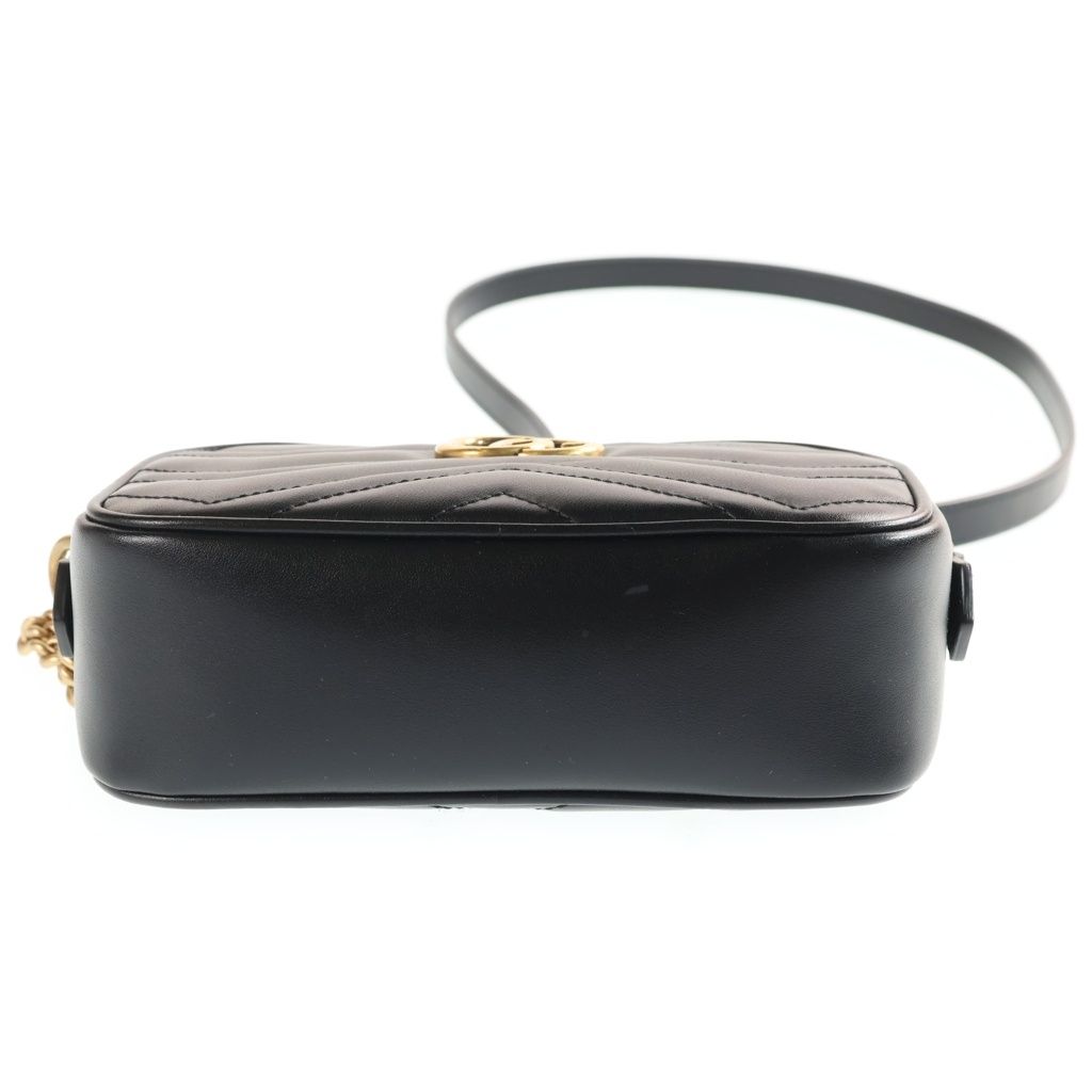 Gucci GG Marmont Quilted Leather Gold Chain Shoulder Bag Black — view 4