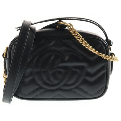 Gucci GG Marmont Quilted Leather Gold Chain Shoulder Bag Black — view 2