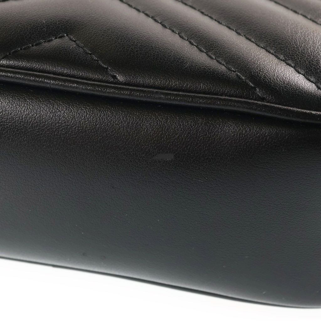 Gucci GG Marmont Quilted Leather Gold Chain Shoulder Bag Black — view 5