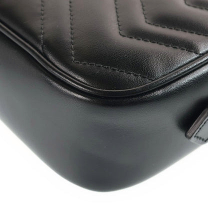 Gucci GG Marmont Quilted Leather Gold Chain Shoulder Bag Black — view 6