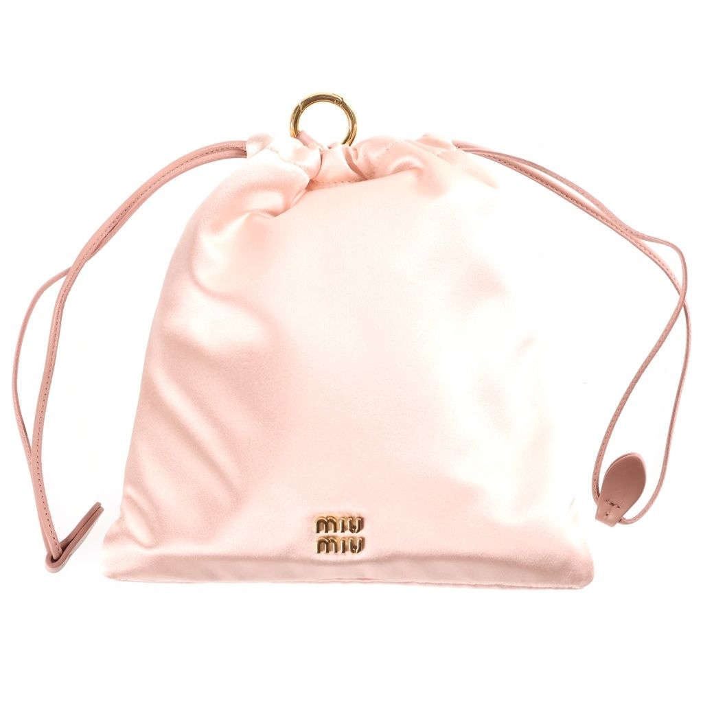 Miu Miu Silk Satin Drawstring Pouch Mini Bag Pink