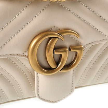 Gucci GG Marmont Small Chain Shoulder Bag Leather White — view 6