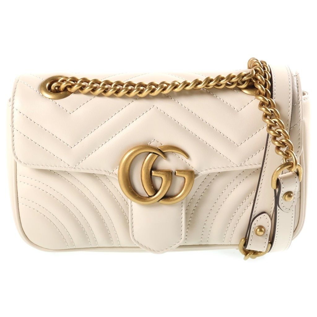 Gucci GG Marmont Small Chain Shoulder Bag Leather White
