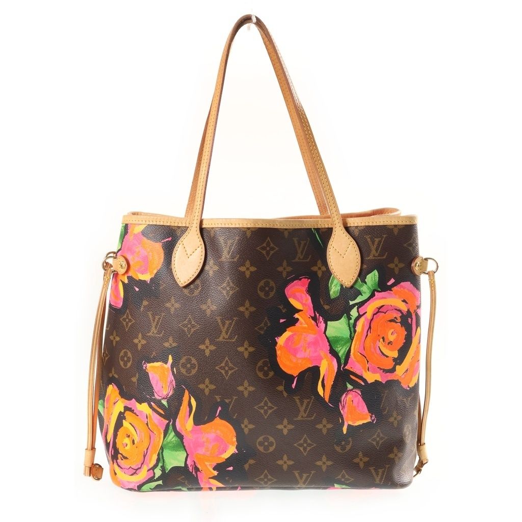 Louis Vuitton Monogram Rose Neverfull MM Tote Bag Brown Leather