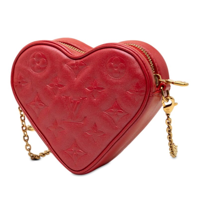 Louis Vuitton Monogram Heart on Chain Crossbody Shoulder Bag Red Leather — view 2
